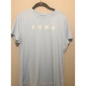 PUMA Men's Light Blue Activewear T-Shirt L 100% Recycled Polyester
